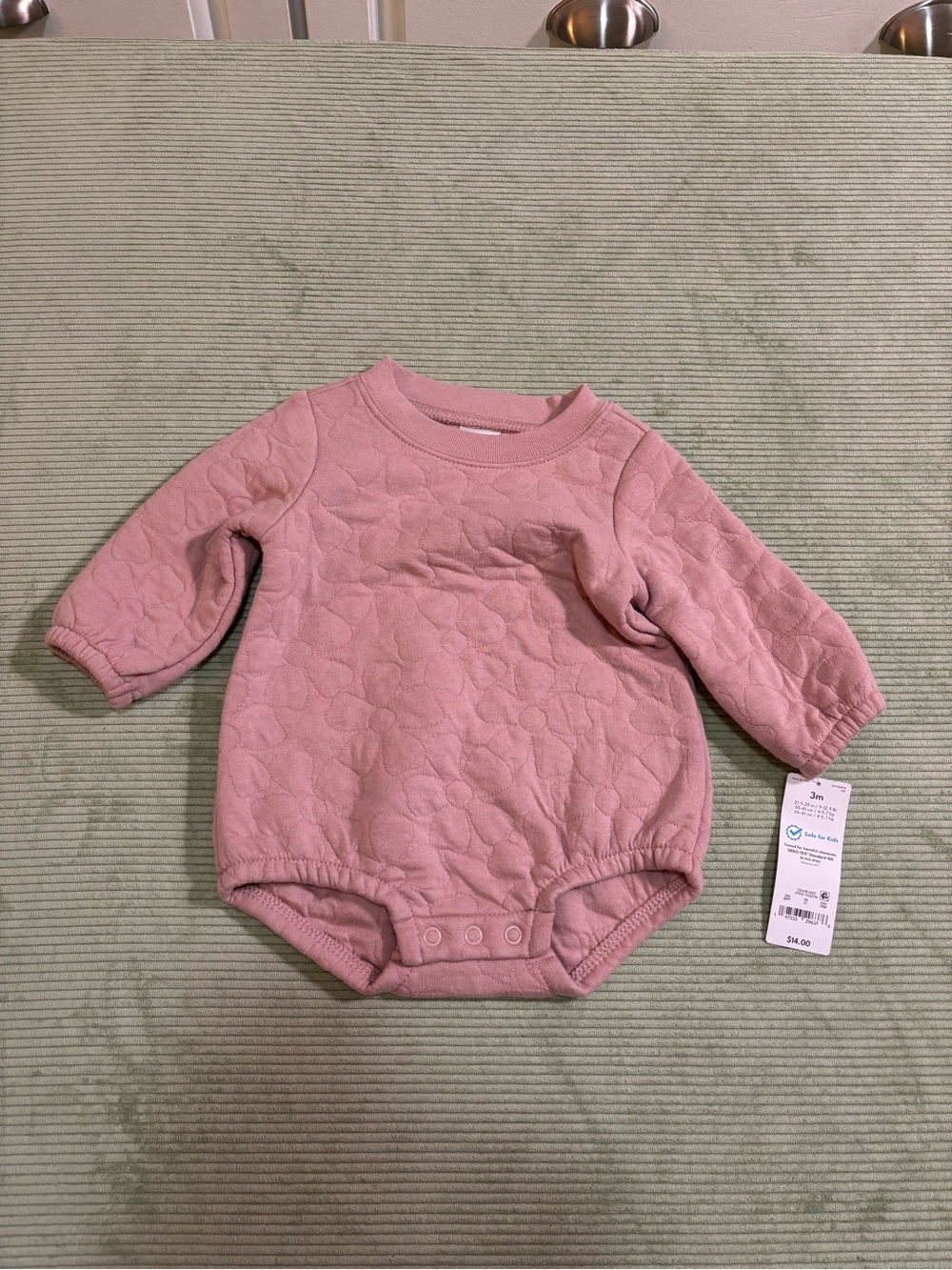 Pink Floral Quilted Long-Sleeve Baby Bubble Romper